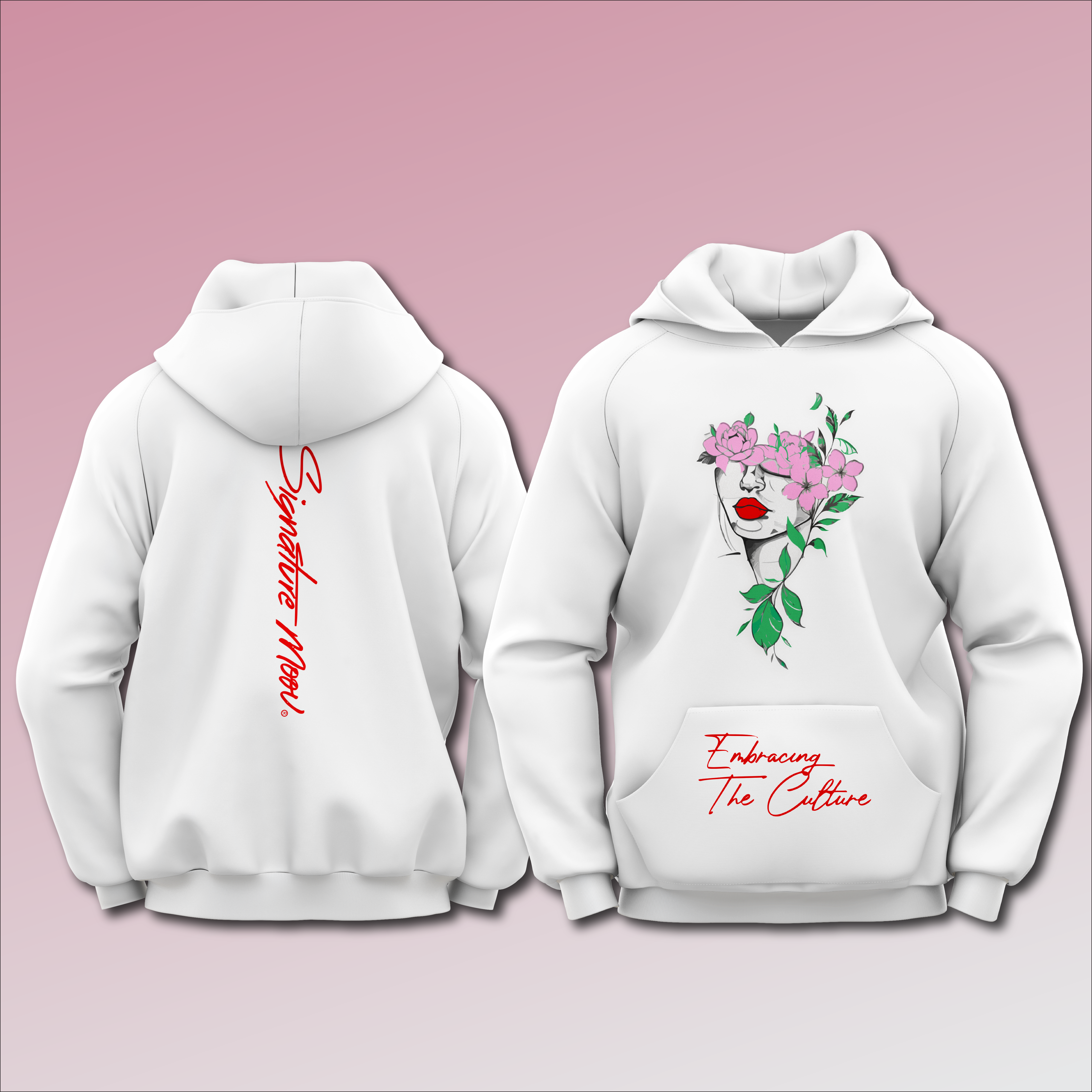 Women White Artwork Hoodie