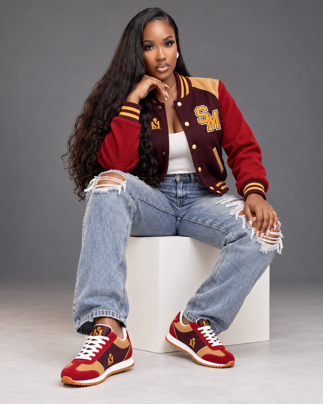 Burgundy & Red Retro Sneakers